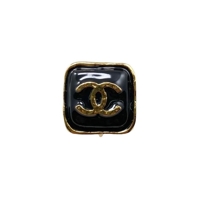 Chanel Earring Square Coco Mark Abc253 Black Gold Chanel Unused