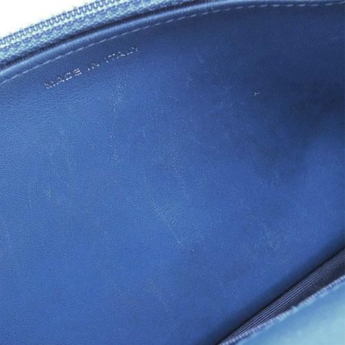 Chanel Matelasse Chain Wallet Enamel Blue Shoulder Bag Silver
