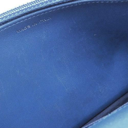 Chanel Matelasse Chain Wallet Enamel Blue Shoulder Bag Silver