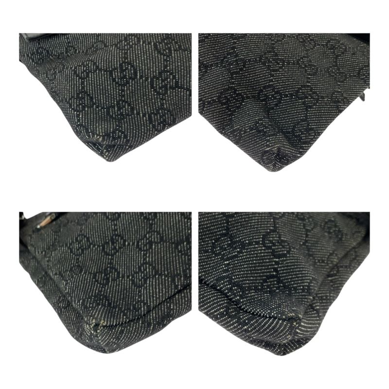 Gucci Black Silver Hardware GG Canvas 23566 Waist Bag Bum Bag Women 505371