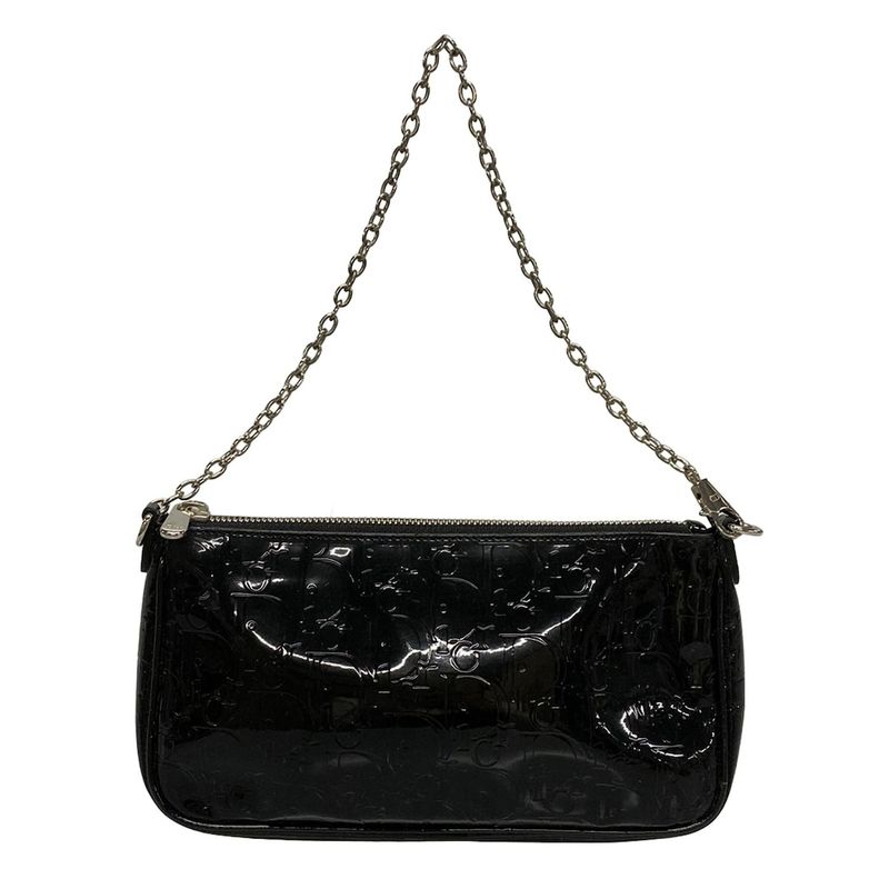 Dior/christian Dior Handbag Trotter Black Chain Handle Leather