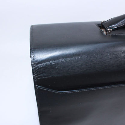 Cartier Doctor's Bag Leather Black Handbag Silver