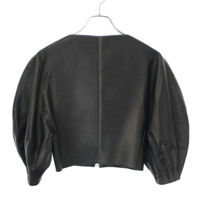 Celine by Phoebe Philo 16ss Puff Sleeve Leather Biker Jacket 2 5r58 6987 Black