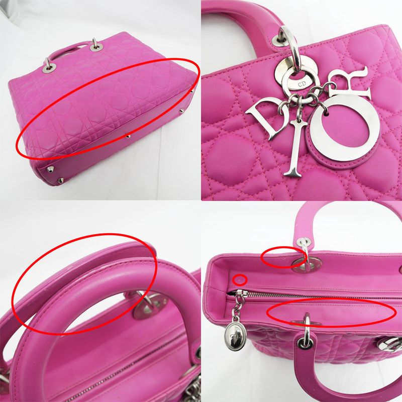 Christian Dior Lady dior Handbag Lady Dior Large Pink Lambskin Ladies