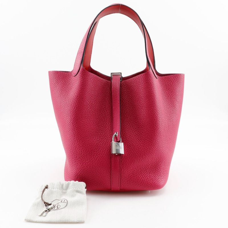 Hermes Picotin Lock MM Togo Rose Extreme Pink A Ladies Handbag