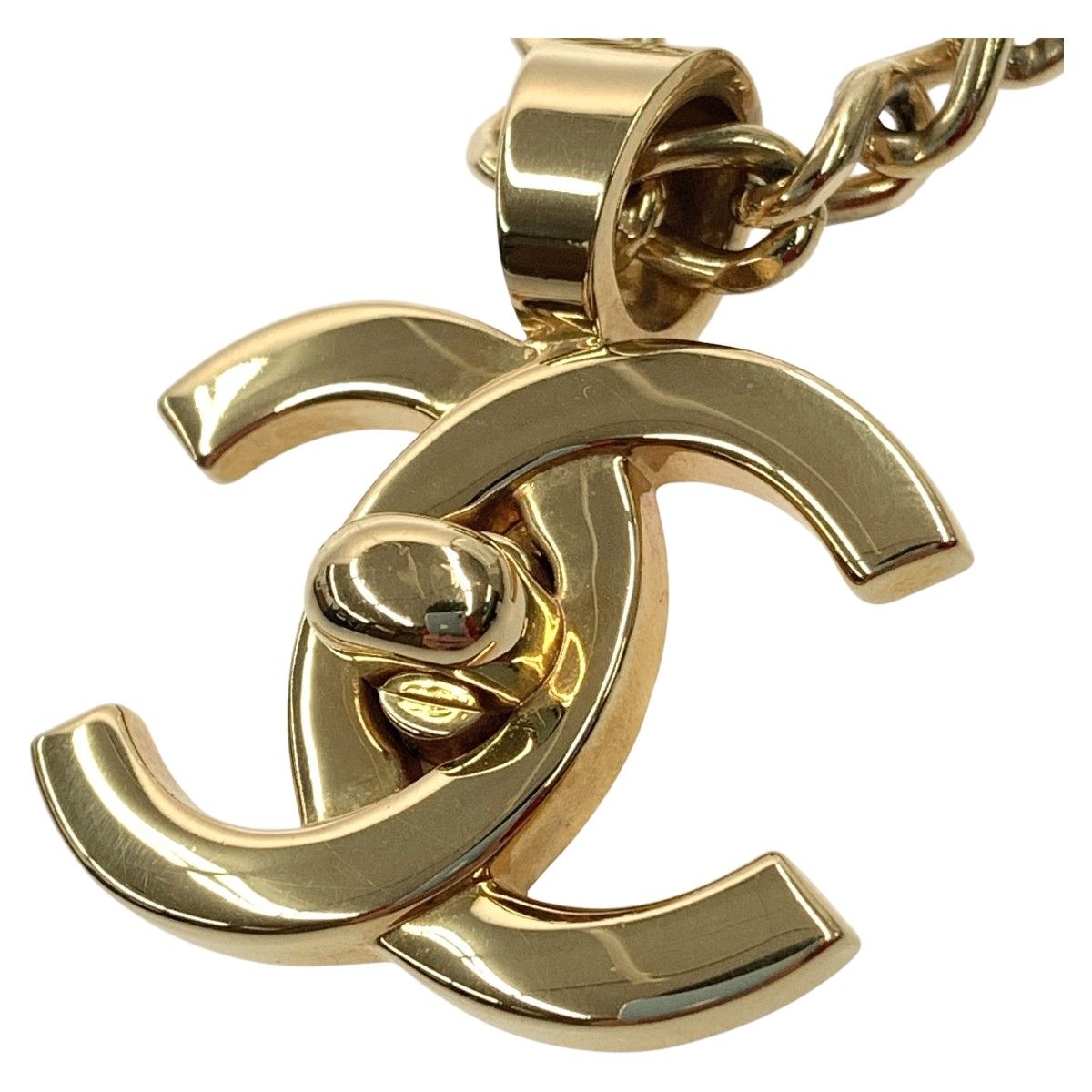 Chanel Cocomark Turnlock 96p Chain Necklace Gold