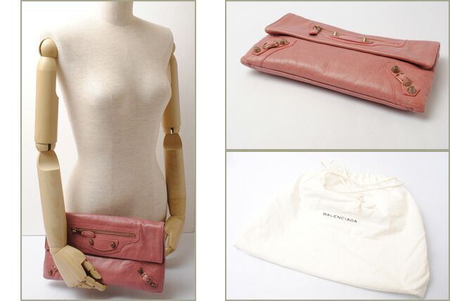 Balenciaga Clutch Bag Balenciaga Giant Envelope Vintage Pink Gold Hardware