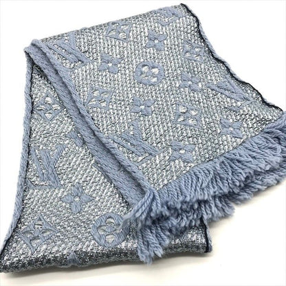 Louis Vuitton Monogram Shine Echarpe Logo Mania Scarf Blue