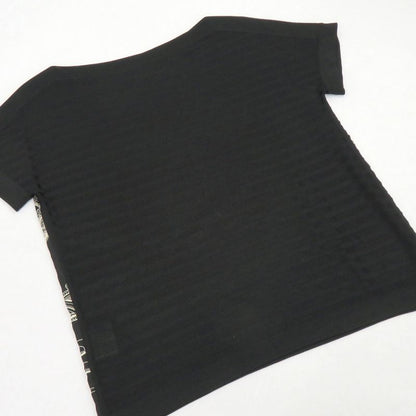 Hermes Twill Lane Knit Short Sleeve Short Sleeve Black Silk Tops