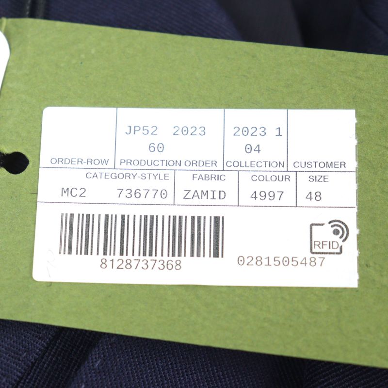 Gucci 23SS 736770 100% Wool Notched Lapel Walnut Double Breasted Jacket Navy 48