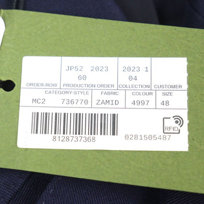 Gucci 23SS 736770 100% Wool Notched Lapel Walnut Double Breasted Jacket Navy 48