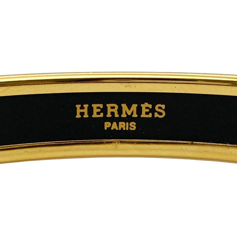 Hermes Emile PM Bangle Cuff Enamel Multicolor Gold Hardware Women