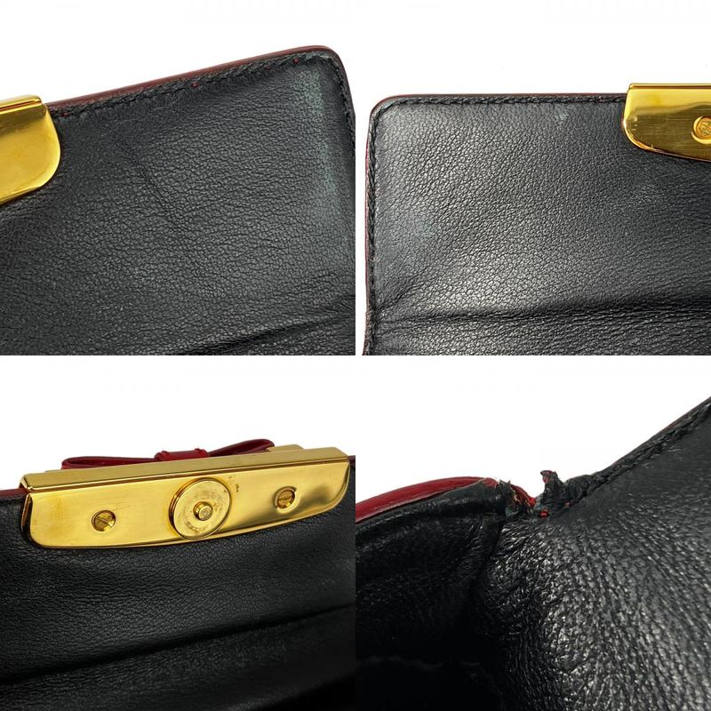 Prada Handbag Bn1670 Calf Rosso Red Gold Hardware Mini Bag Ribbon Ladies Women