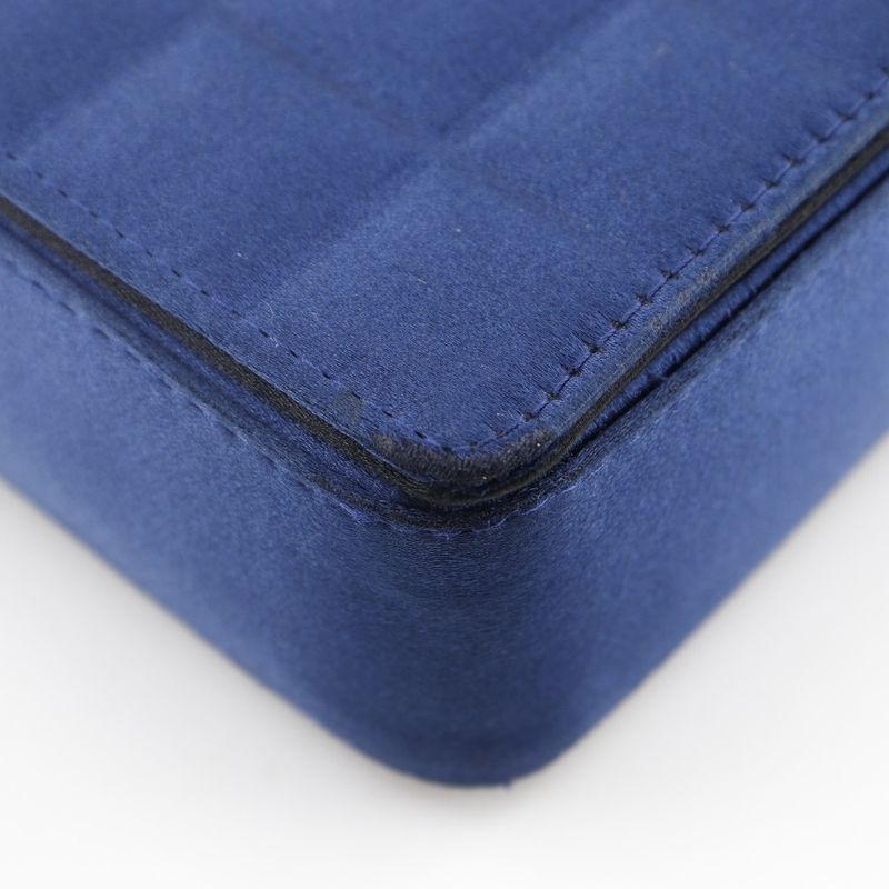 Chanel Chocobar Chain Shoulder A17829 Satin Blue Ladies Shoulder Bag