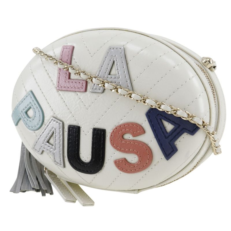 Chanel Chain Shoulder La Pausa Calf White Women's Shoulder Bag