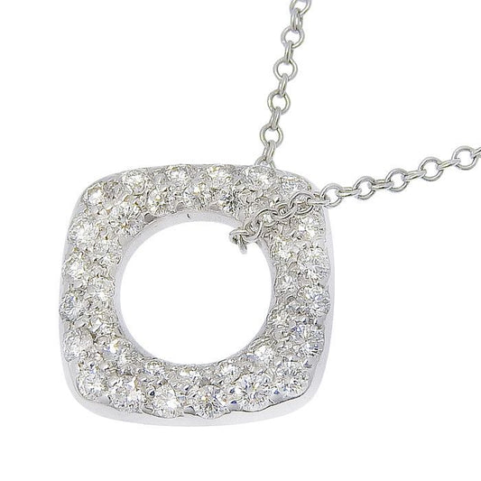 Tiffany & Co Square Circle Diamond Necklace 18K White Gold 750 White Gold