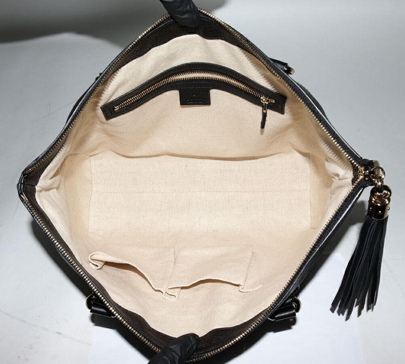 Gucci Shoulder Tote Handbag Soho Tassel Calf Black 282307