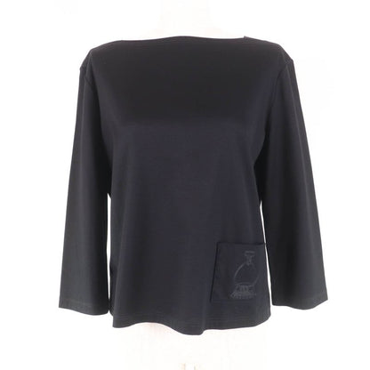 Hermes 100% Cotton Pocket Embroidery Design Boat Neck 3/4 Length Sleeves Cut