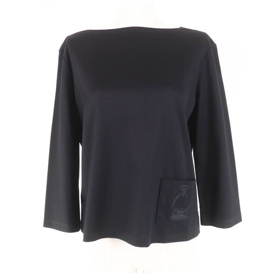 Hermes 100% Cotton Pocket Embroidery Design Boat Neck 3/4 Length Sleeves Cut