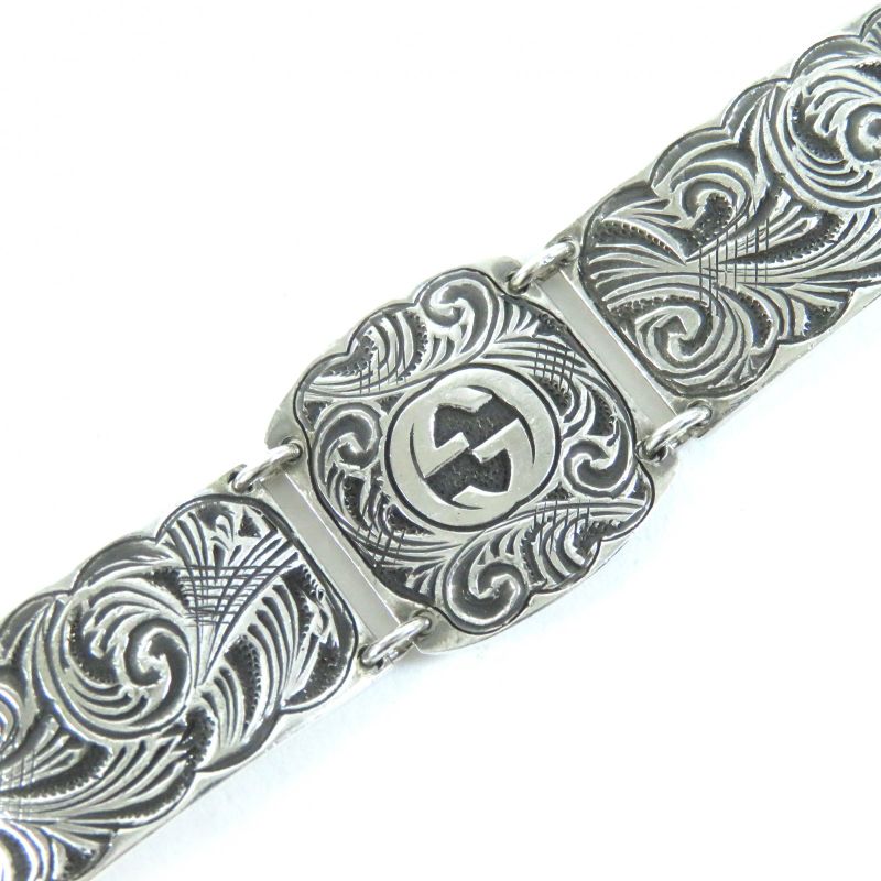 Gucci Arabesque Interlocking G Bracelet Accessory Ag925 Metal Silver 17 Made