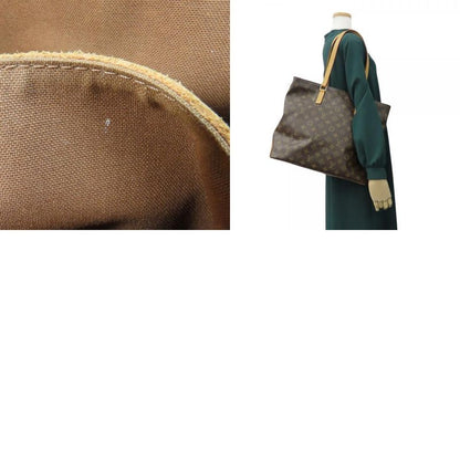 Louis Vuitton Tote Bag Cabas Mezzo M51151 Monogram Nubuck Leather Brown Gold