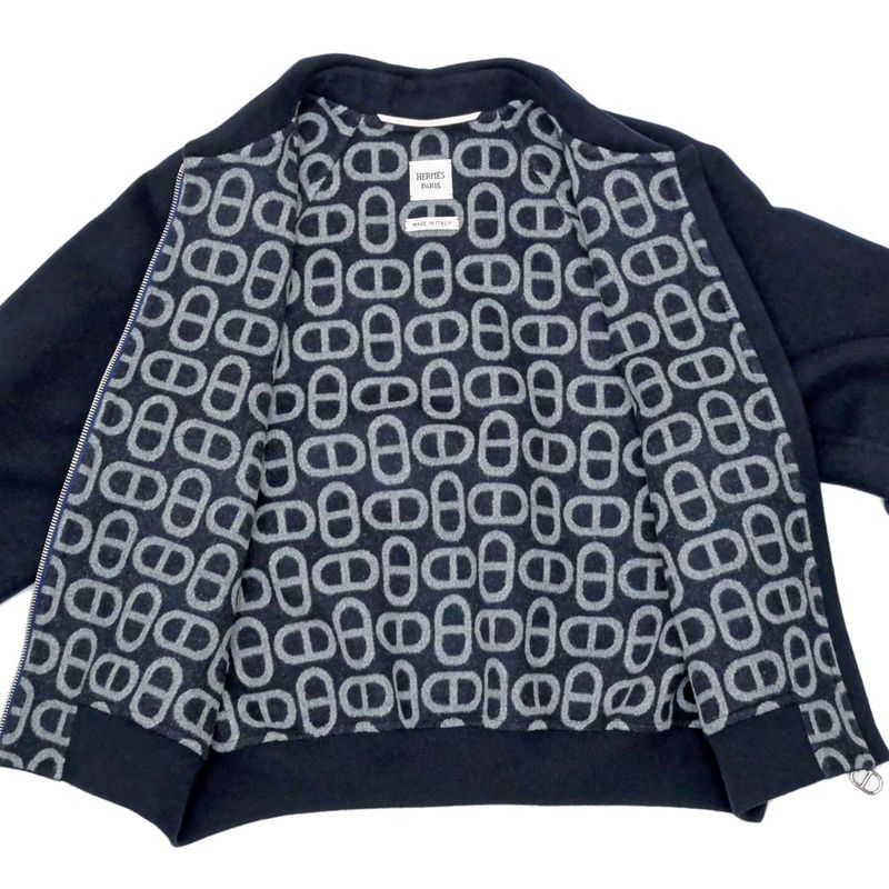 Hermes Reversible Zip Up Blouson Jacket Chaine D'ancre 36 Black