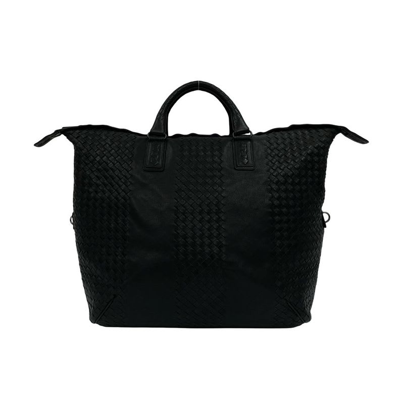 Bottega Veneta Intrecciato Leather Handbag Boston Bag Black