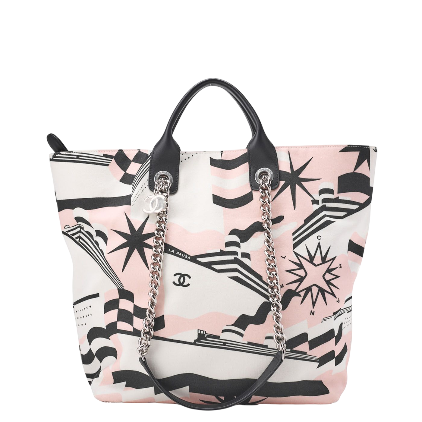 Chanel Shoulder Bag Tote Bag Cruise Line Chain Shoulder Canvas With Coco Charm