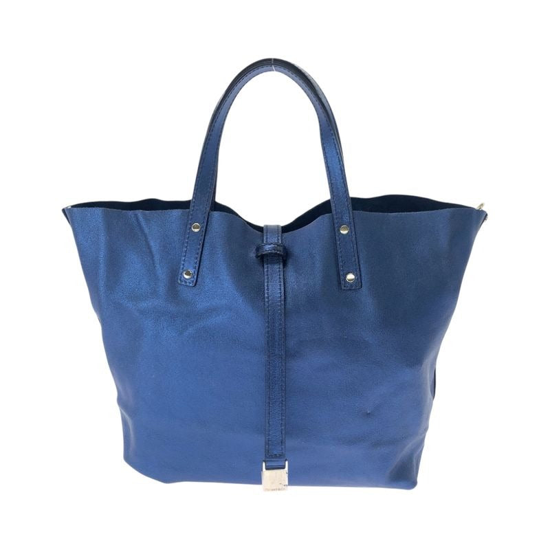 Tiffany & Co Metallic Blue Silver Hardware Leather Handbag