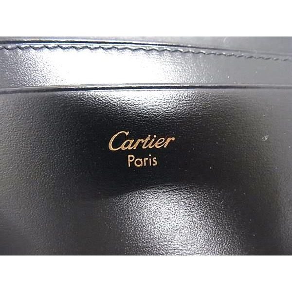 Cartier Saffiano Line Leather Bifold Wallet Billfold Coin Purse Black — view 5