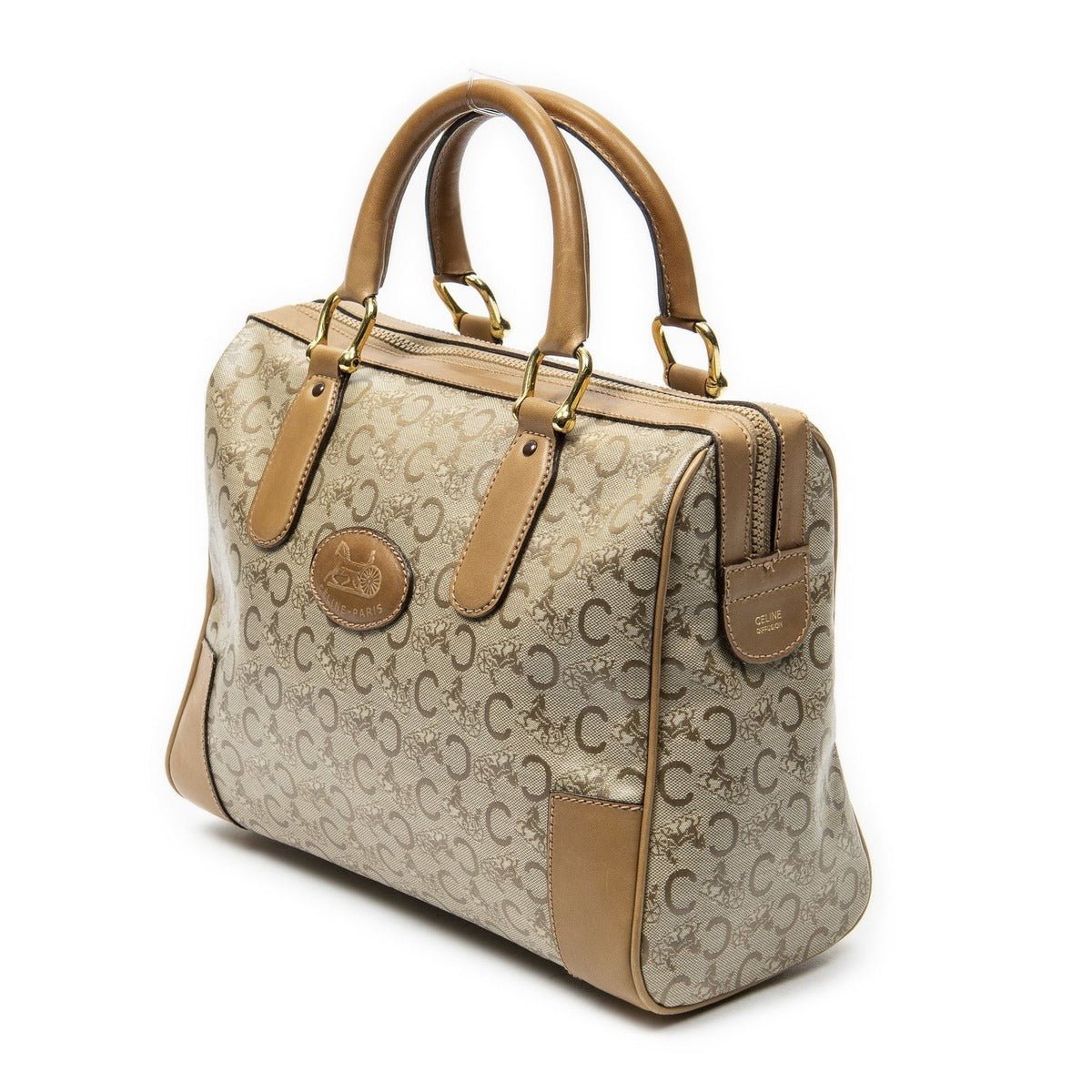Celine Vintage Boston Beige Light Brown C Macadam Canvas Shoulder Bag Beige. — view 2
