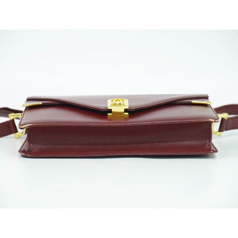 Cartier Must Line Shoulder Bag Leather Bordeaux — view 3