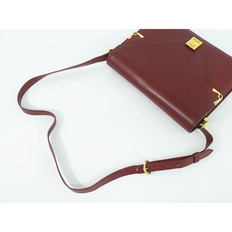 Cartier Must Line Shoulder Bag Leather Bordeaux — view 5