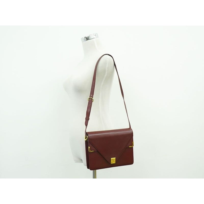 Cartier Must Line Shoulder Bag Leather Bordeaux — view 7