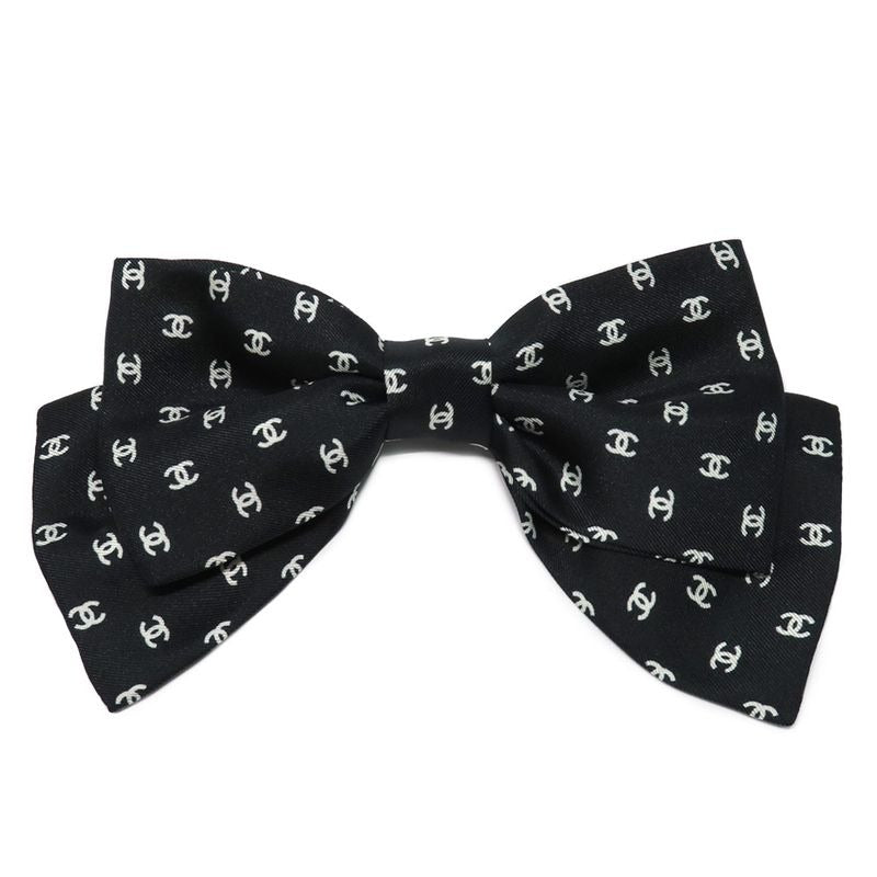 Chanel Barrette Aaa821 25 P Coco Mark Ribbon Black Silk Hair Accessory