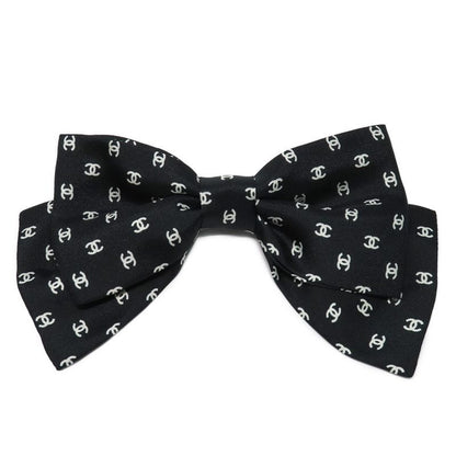 Chanel Barrette Aaa821 25 P Coco Mark Ribbon Black Silk Hair Accessory