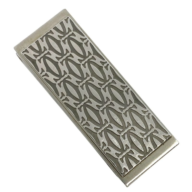 Cartier C De Decor Money Clip Accessory Logo Pattern Metal Silver