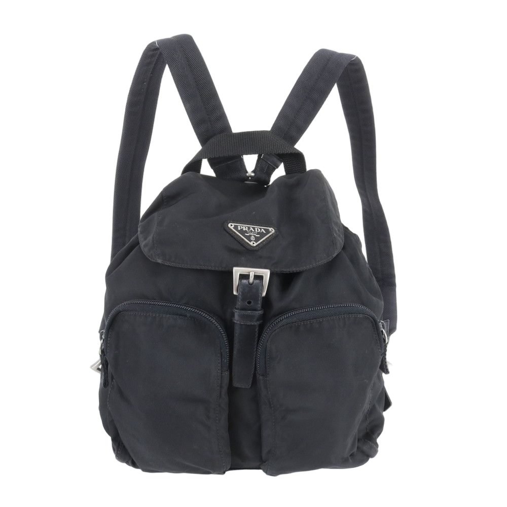 Prada Tessuto Nylon Triangle Logo Backpack Black
