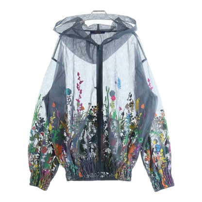 Louis Vuitton Gray Flower Embroidered Mesh Jacket Hooded Zip Up Hoodie Multicolo