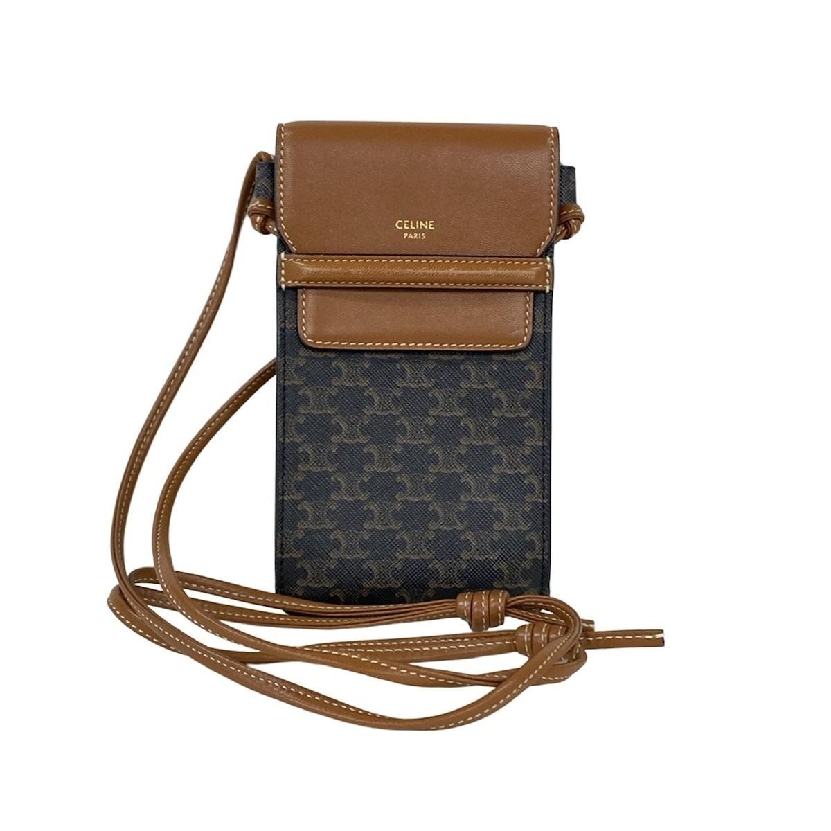 Celine Mobile Phone Case Triomphe Pouch Tan