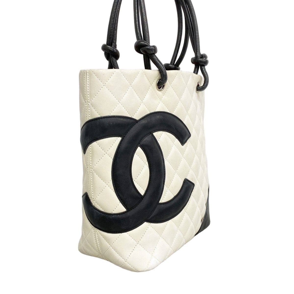 Chanel Tote Cambon Lambskin White Silver — view 2