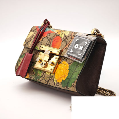 Gucci Tian Padlock Small Shoulder Bag 2-Way Clutch Colorful Beige Strap Key