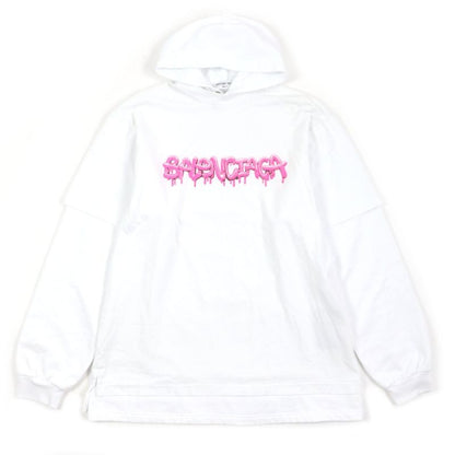 Balenciaga 22 SS Graphic Logo Layered Design Oversized Pullover Hoodie