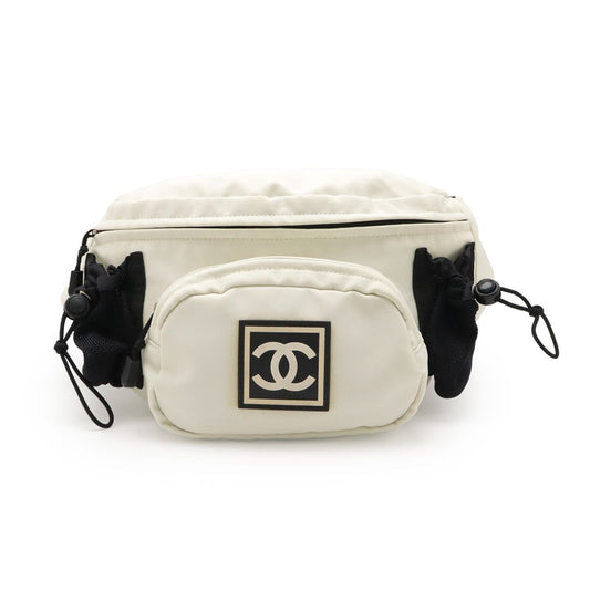 Chanel Sport Line Waist Pouch Waist Bag Body Bag Coco Mark Logo Nylon White