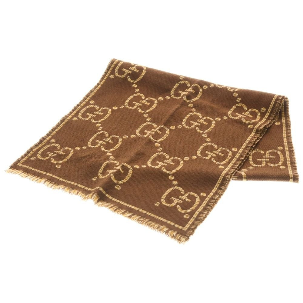 Gucci Check GG Wool Scarf Brown