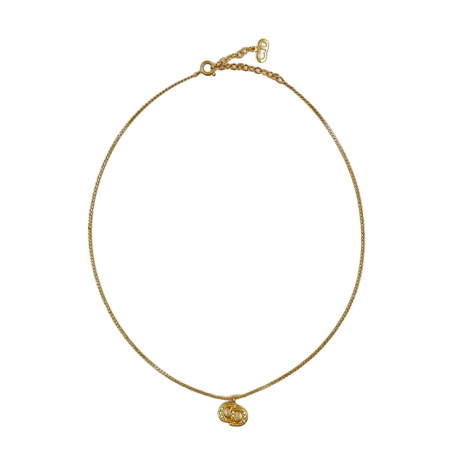 Dior Cdlogo Line Stone Gold Necklace
