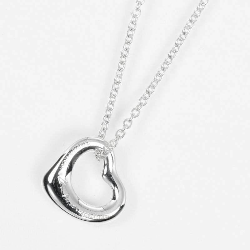 Tiffany & Co Open Heart 11mm (0.43in) Model Silver 925 Ladies 2.1g Necklace