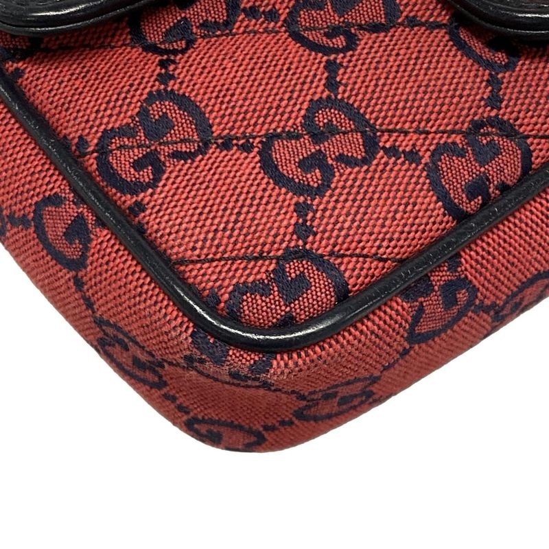 Gucci GG Marmont 661332 Red And Dark Navy Chain Shoulder Mini Bag Limited