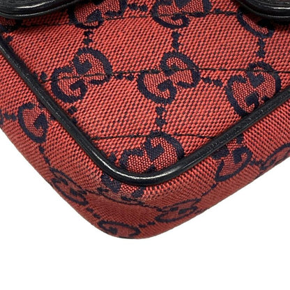 Gucci GG Marmont 661332 Red And Dark Navy Chain Shoulder Mini Bag Limited