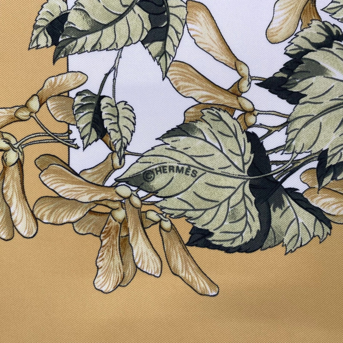 Hermes Carre 90 Scarf AU Coeur Des Bois in the Forest 100% Silk Yellow — view 10